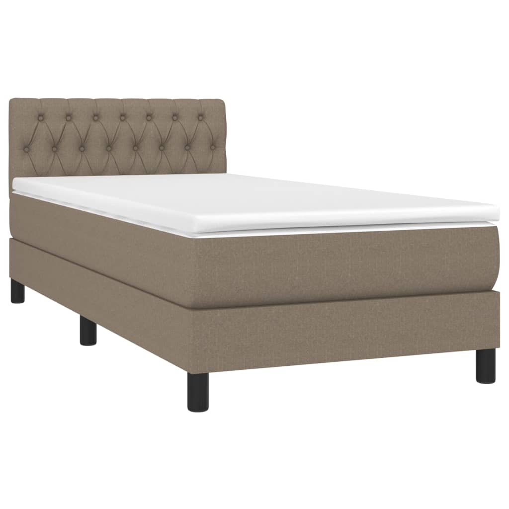 vidaXL Κρεβάτι Boxspring με Στρώμα & LED Taupe 100x200 εκ. Υφασμάτινο