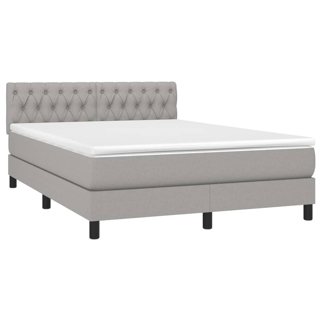 vidaXL Κρεβάτι Boxspring με Στρώμα & LED Αν.Γκρι 140x190εκ. Υφασμάτινο