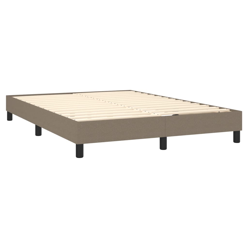 vidaXL Κρεβάτι Boxspring με Στρώμα & LED Taupe 140x190 εκ. Υφασμάτινο
