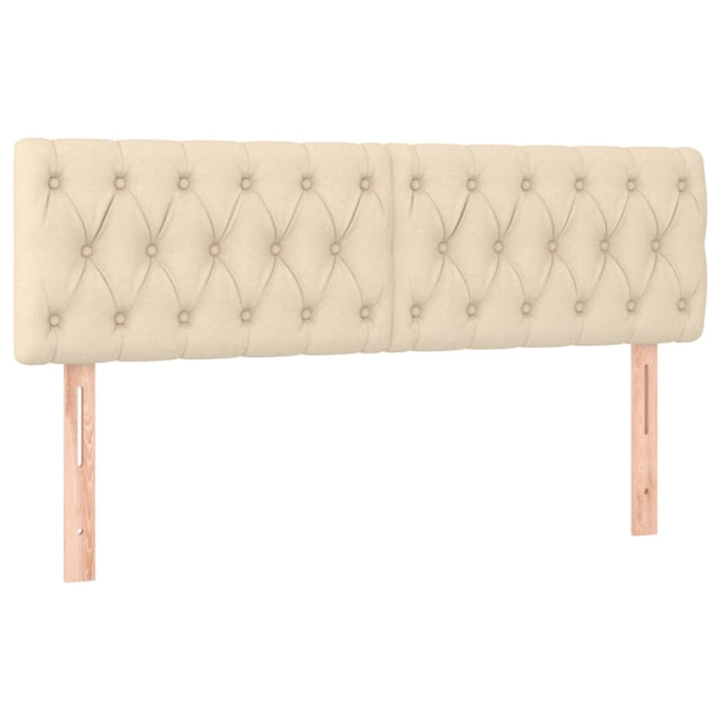vidaXL Κρεβάτι Boxspring με Στρώμα & LED Κρεμ 140x190 εκ. Υφασμάτινο