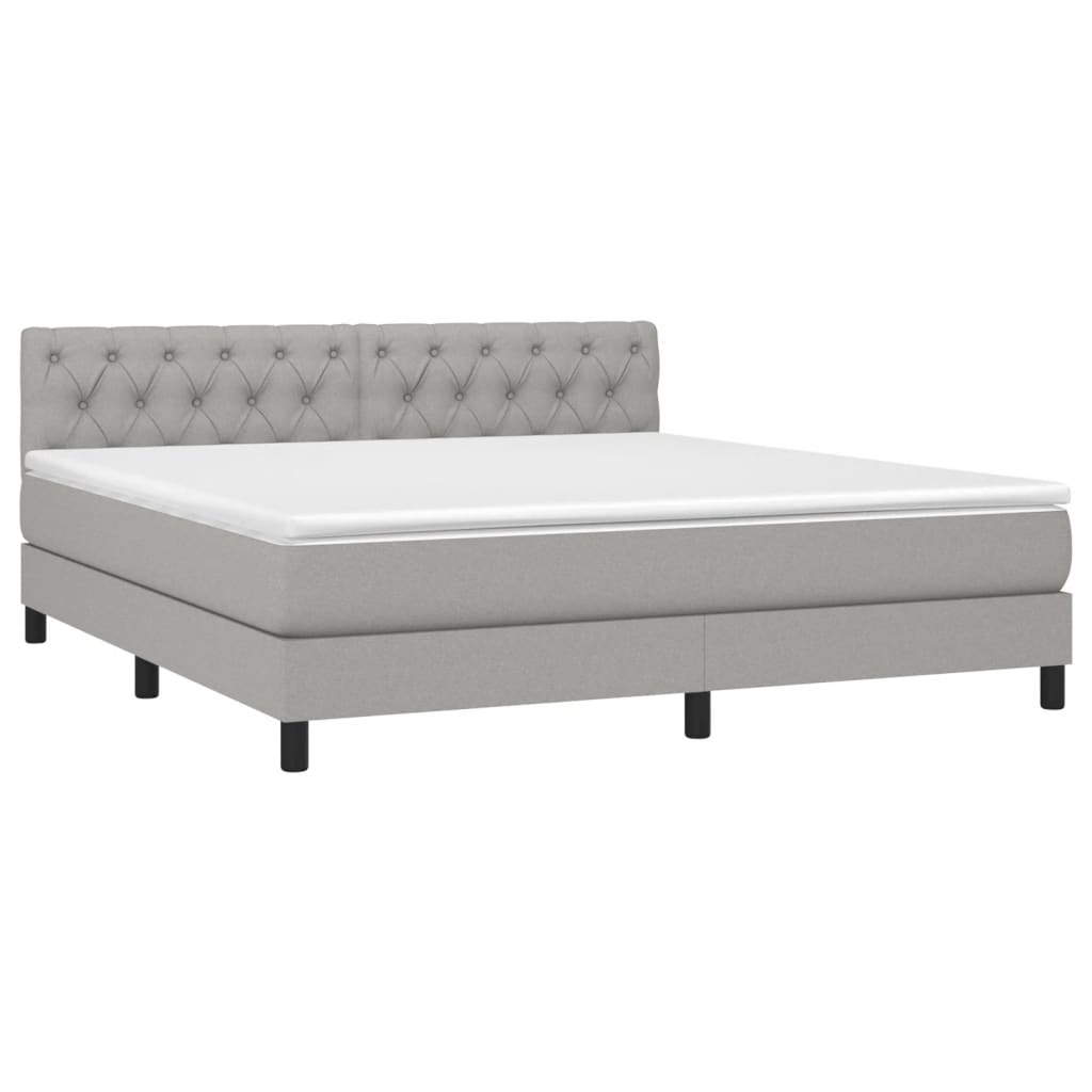 vidaXL Κρεβάτι Boxspring με Στρώμα & LED Αν.Γκρι 160x200 εκ Υφασμάτινο