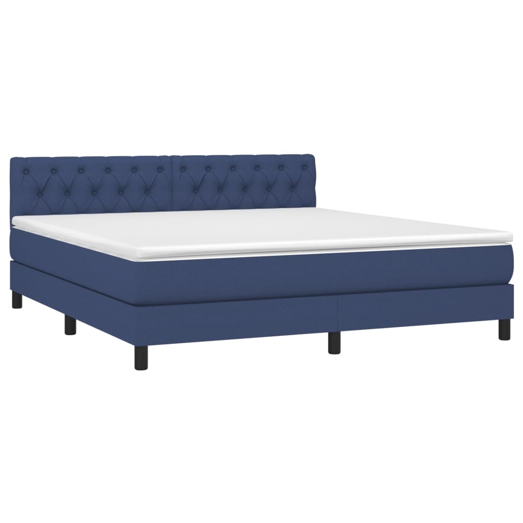 vidaXL Κρεβάτι Boxspring με Στρώμα & LED Μπλε 160x200 εκ. Υφασμάτινο