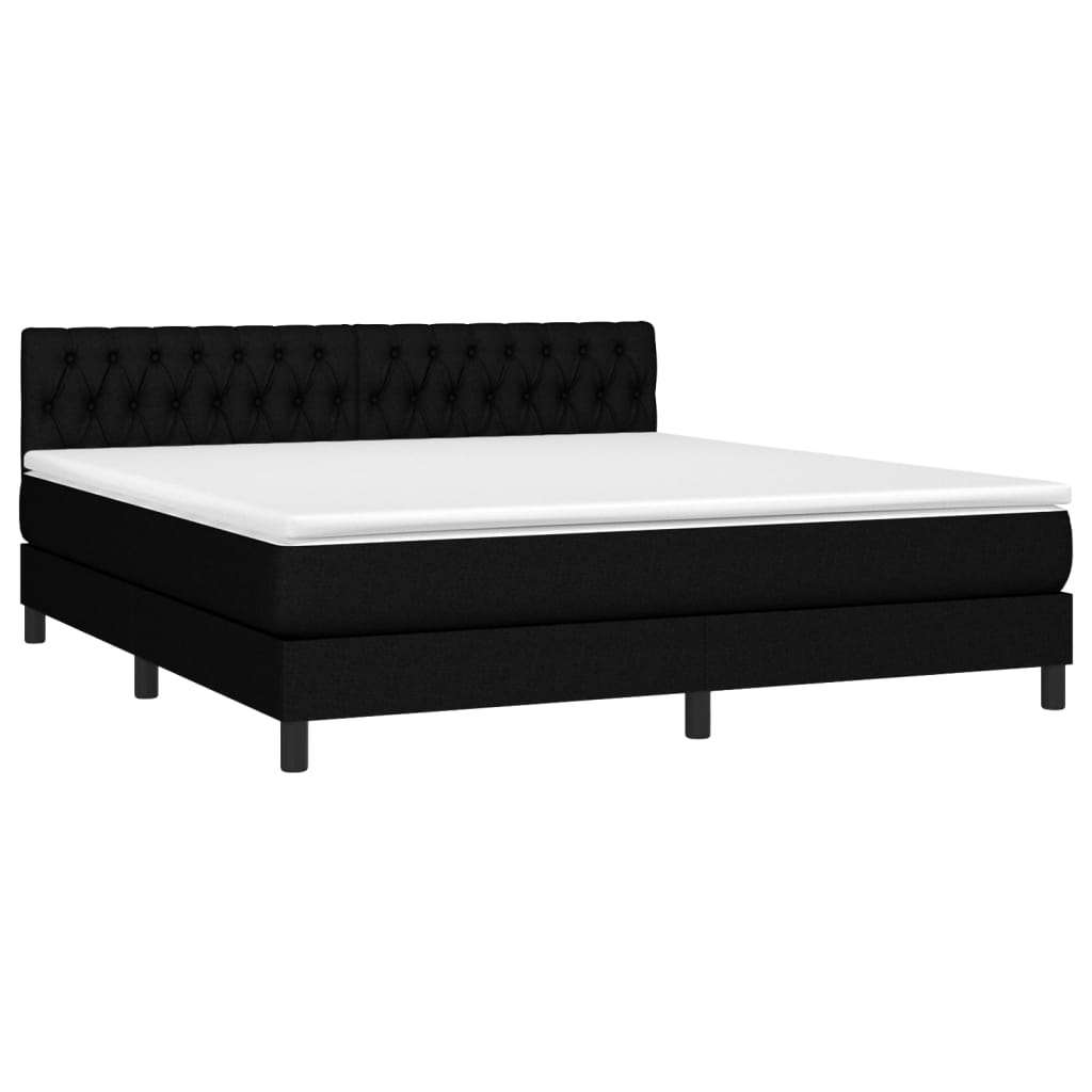 vidaXL Κρεβάτι Boxspring με Στρώμα & LED Μαύρο 180x200 εκ. Υφασμάτινο