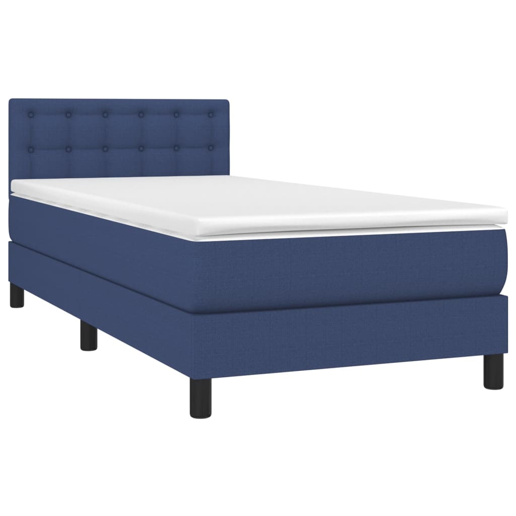 vidaXL Κρεβάτι Boxspring με Στρώμα & LED Μπλε 90x190 εκ. Υφασμάτινο