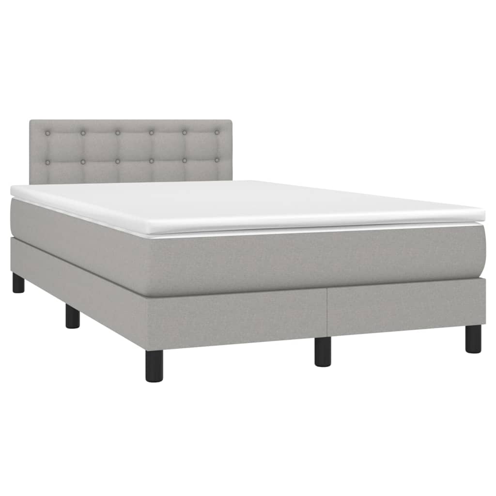 vidaXL Κρεβάτι Boxspring με Στρώμα & LED Αν.Γκρι 120x200 εκ Υφασμάτινο