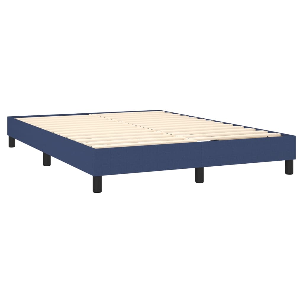 vidaXL Κρεβάτι Boxspring με Στρώμα & LED Μπλε 140x190 εκ. Υφασμάτινο