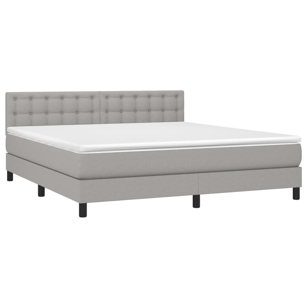 vidaXL Κρεβάτι Boxspring με Στρώμα & LED Αν.Γκρι 160x200 εκ Υφασμάτινο