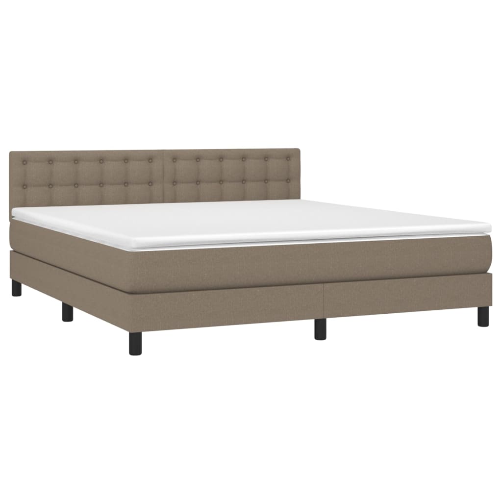 vidaXL Κρεβάτι Boxspring με Στρώμα & LED Taupe 160x200 εκ. Υφασμάτινο