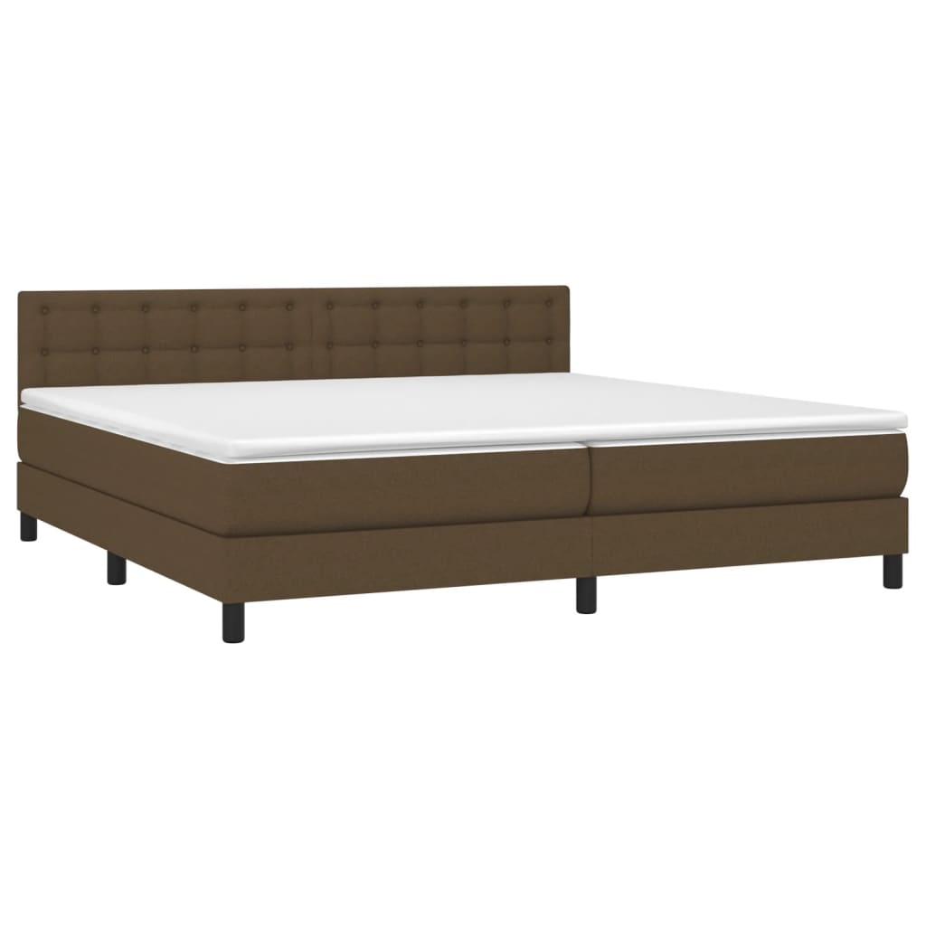 vidaXL Κρεβάτι Boxspring με Στρώμα & LED Σκ.Καφέ 200x200 εκ Υφασμάτινο