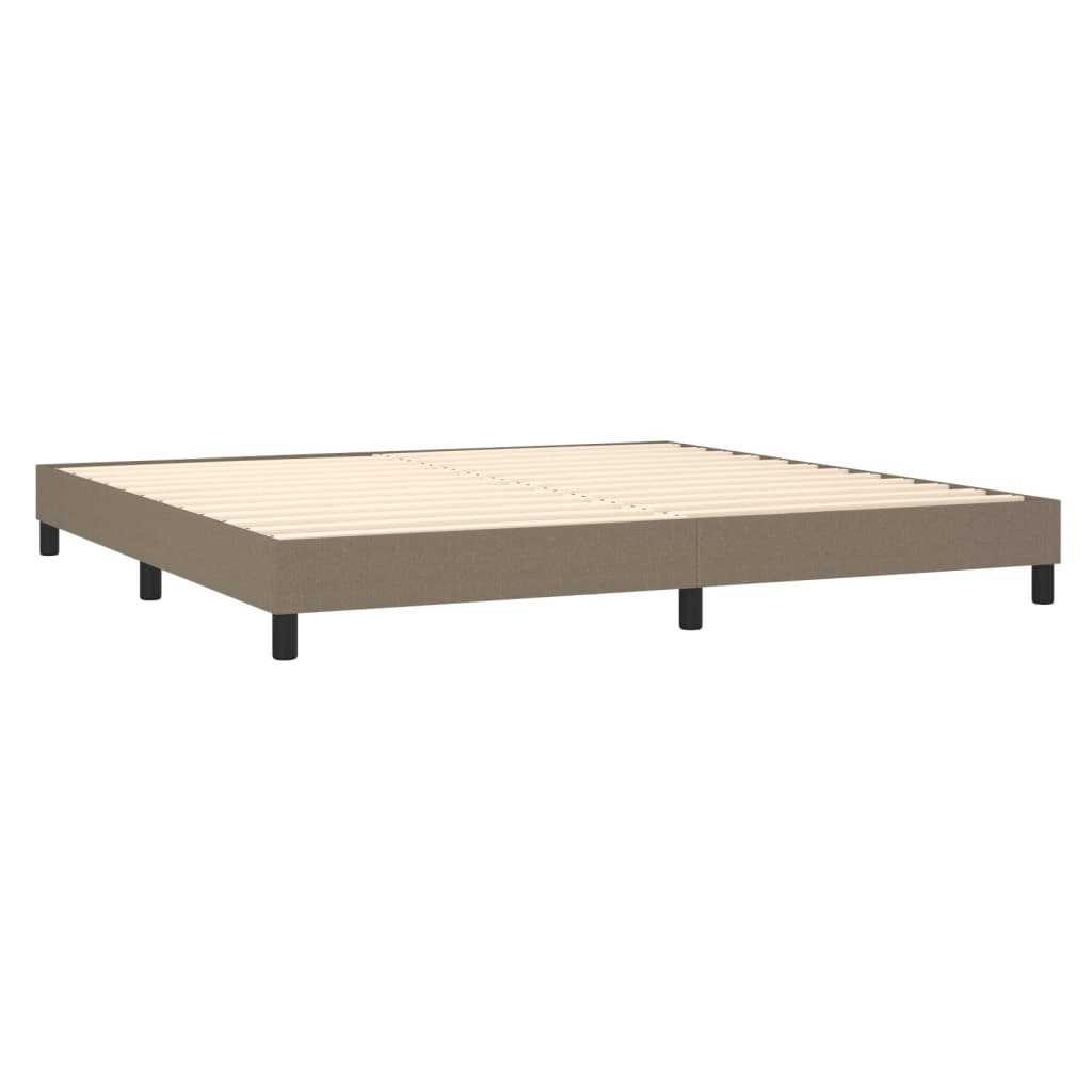 vidaXL Κρεβάτι Boxspring με Στρώμα & LED Taupe 200x200 εκ. Υφασμάτινο