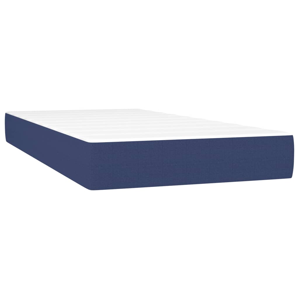 vidaXL Κρεβάτι Boxspring με Στρώμα & LED Μπλε 200x200 εκ. Υφασμάτινο
