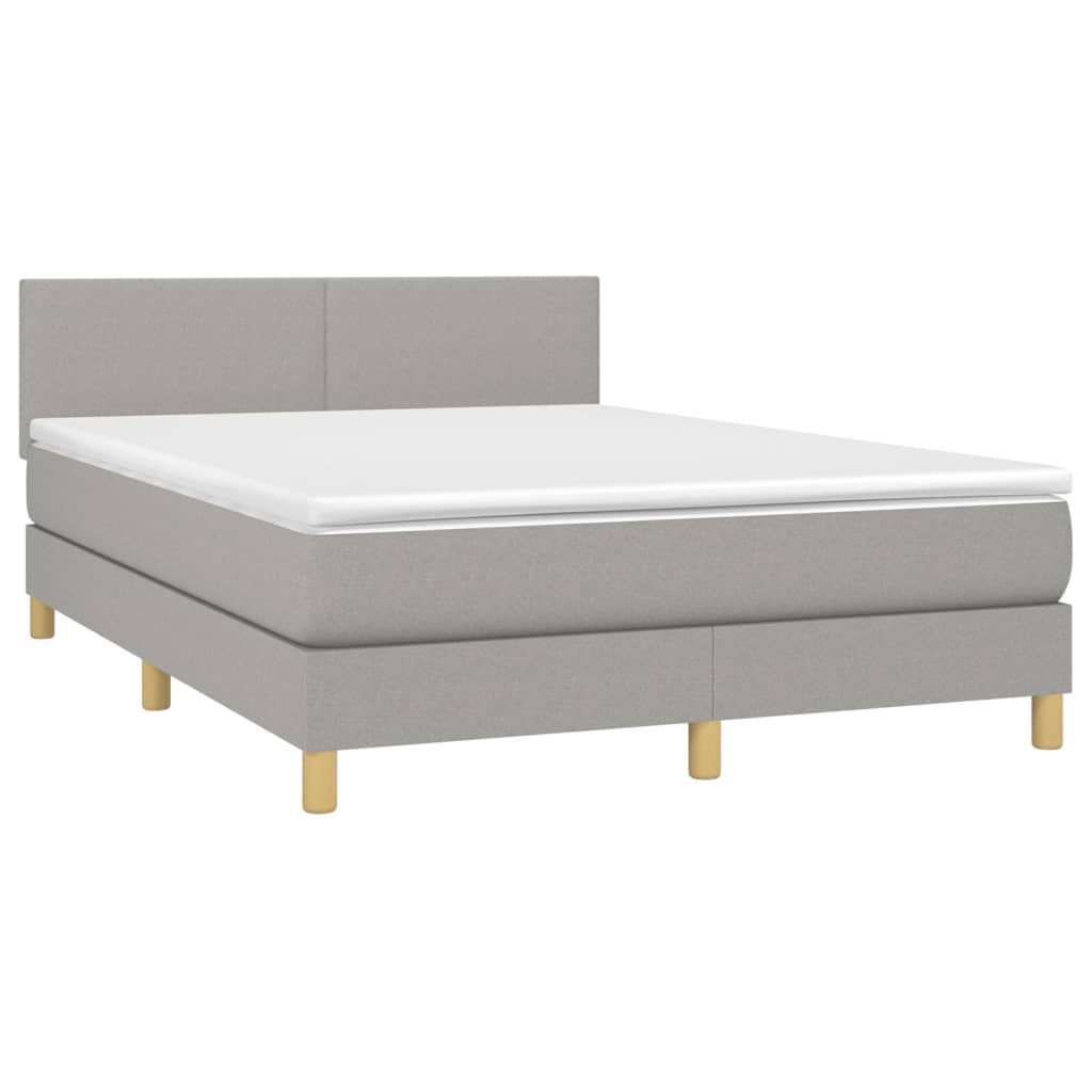 vidaXL Κρεβάτι Boxspring με Στρώμα & LED Αν.Γκρι 140x190εκ. Υφασμάτινο