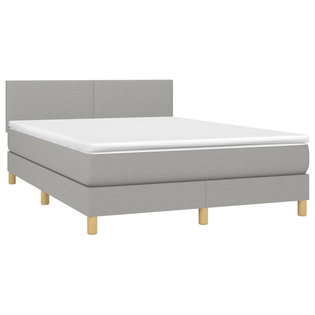 vidaXL Κρεβάτι Boxspring με Στρώμα & LED Αν.Γκρι 140x200 εκ Υφασμάτινο