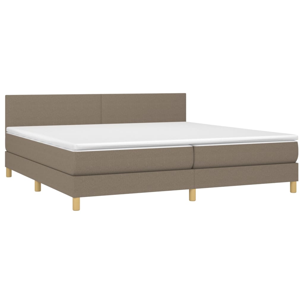 vidaXL Κρεβάτι Boxspring με Στρώμα & LED Taupe 200x200 εκ. Υφασμάτινο
