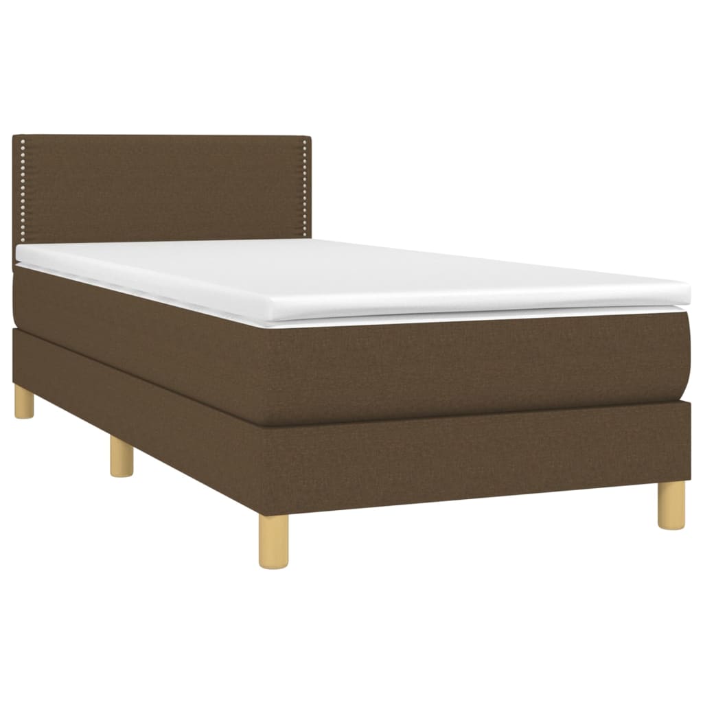 vidaXL Κρεβάτι Boxspring με Στρώμα & LED Σκ.Καφέ 80x200 εκ. Υφασμάτινο