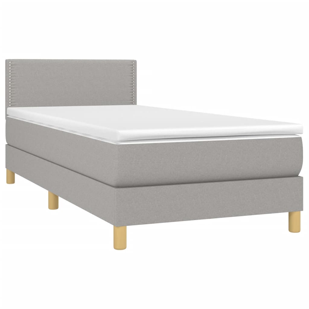 vidaXL Κρεβάτι Boxspring με Στρώμα & LED Αν.Γκρι 100x200 εκ Υφασμάτινο