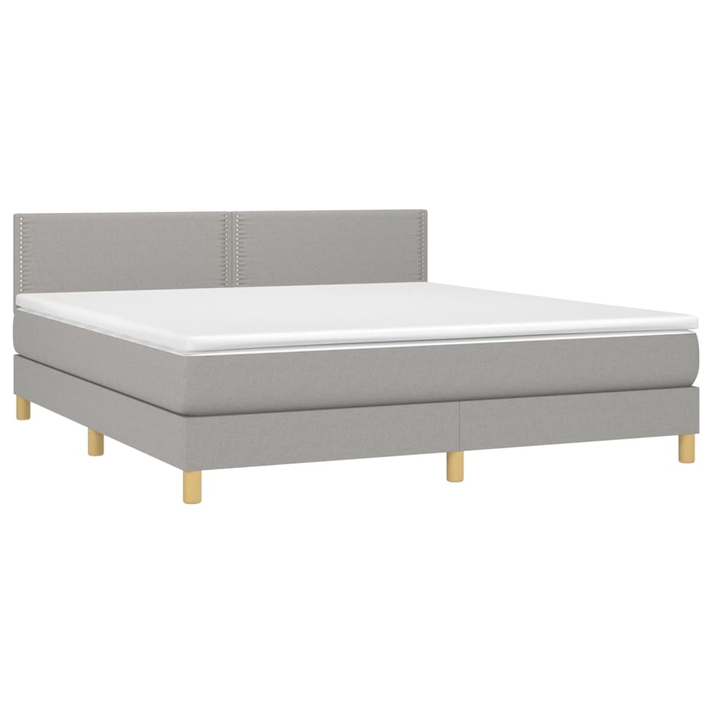 vidaXL Κρεβάτι Boxspring με Στρώμα & LED Αν.Γκρι 180x200 εκ Υφασμάτινο