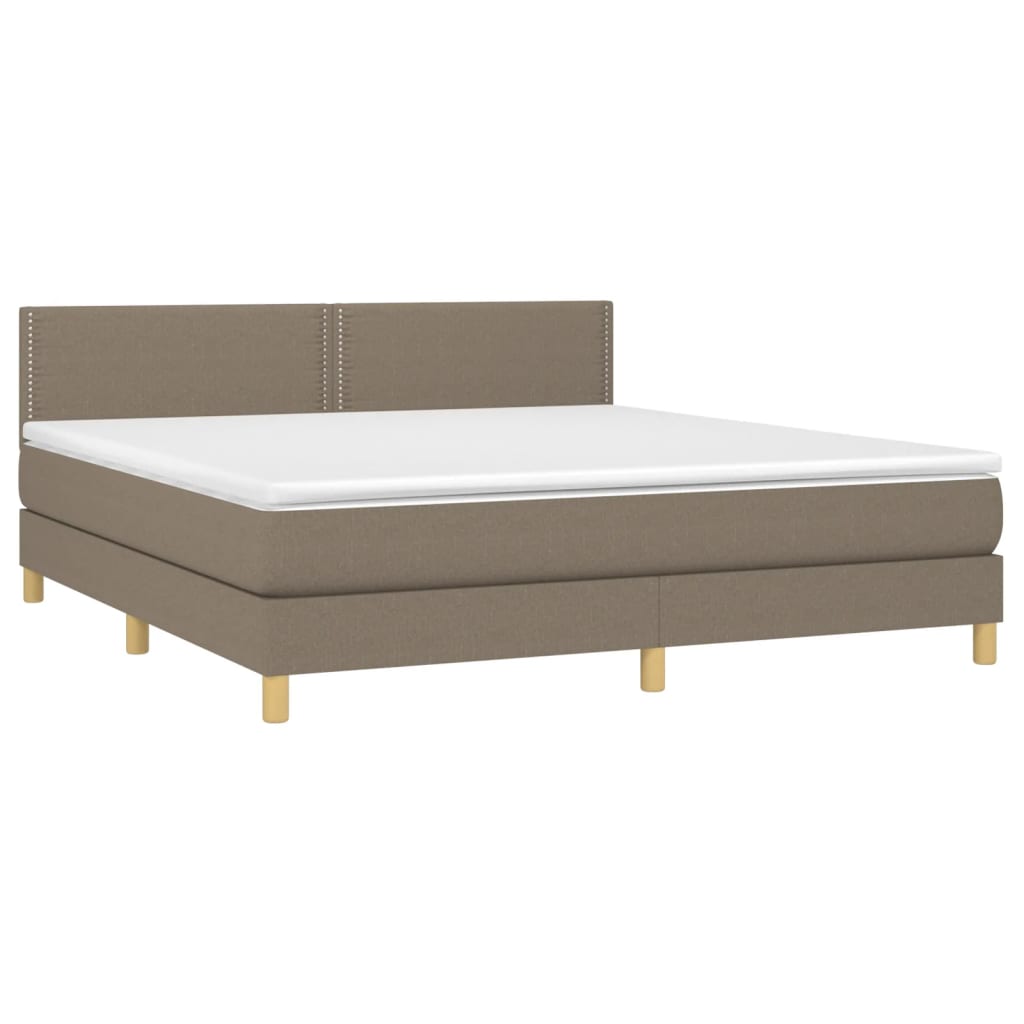 vidaXL Κρεβάτι Boxspring με Στρώμα & LED Taupe 180x200 εκ. Υφασμάτινο