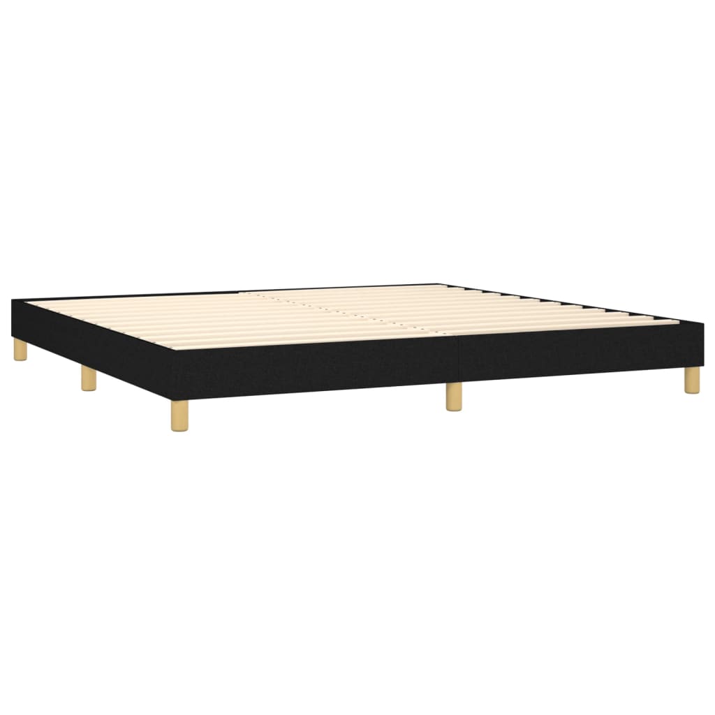 vidaXL Κρεβάτι Boxspring με Στρώμα & LED Μαύρο 200x200 εκ. Υφασμάτινο
