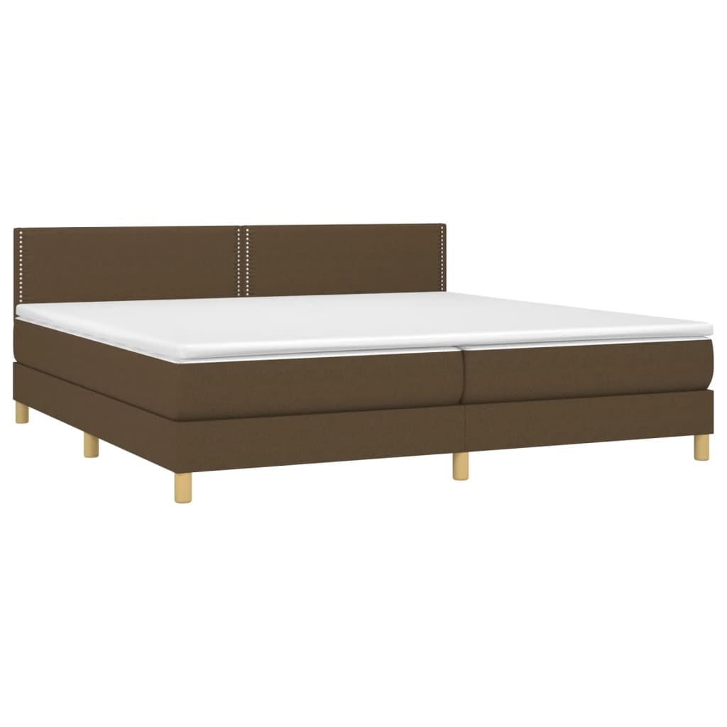 vidaXL Κρεβάτι Boxspring με Στρώμα & LED Σκ.Καφέ 200x200 εκ Υφασμάτινο