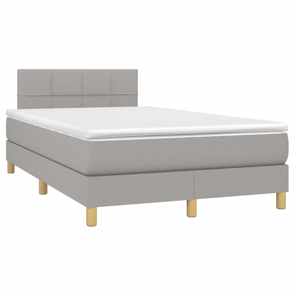 vidaXL Κρεβάτι Boxspring με Στρώμα & LED Αν.Γκρι 120x200 εκ Υφασμάτινο