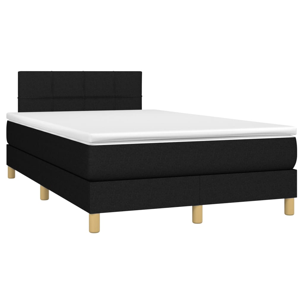 vidaXL Κρεβάτι Boxspring με Στρώμα & LED Μαύρο 120x200 εκ. Υφασμάτινο