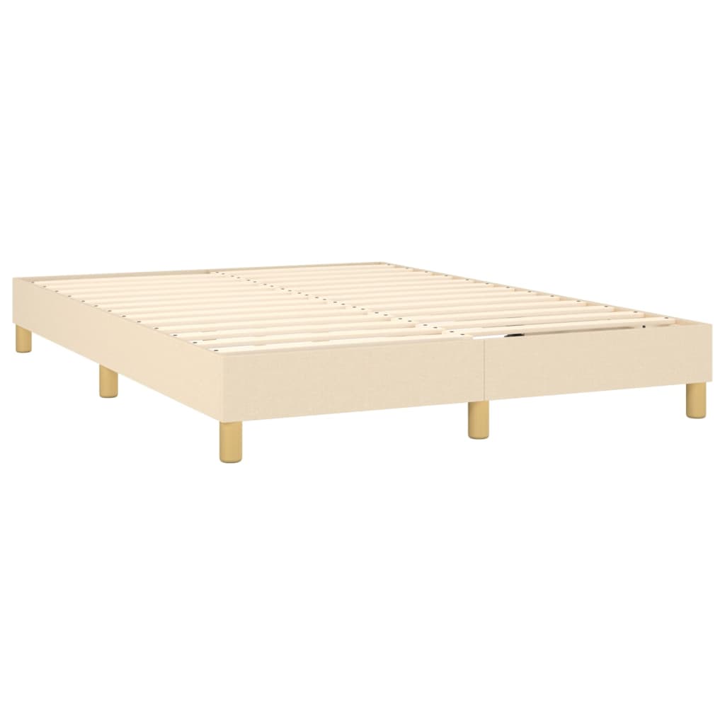 vidaXL Κρεβάτι Boxspring με Στρώμα & LED Κρεμ 140x200 εκ. Υφασμάτινο