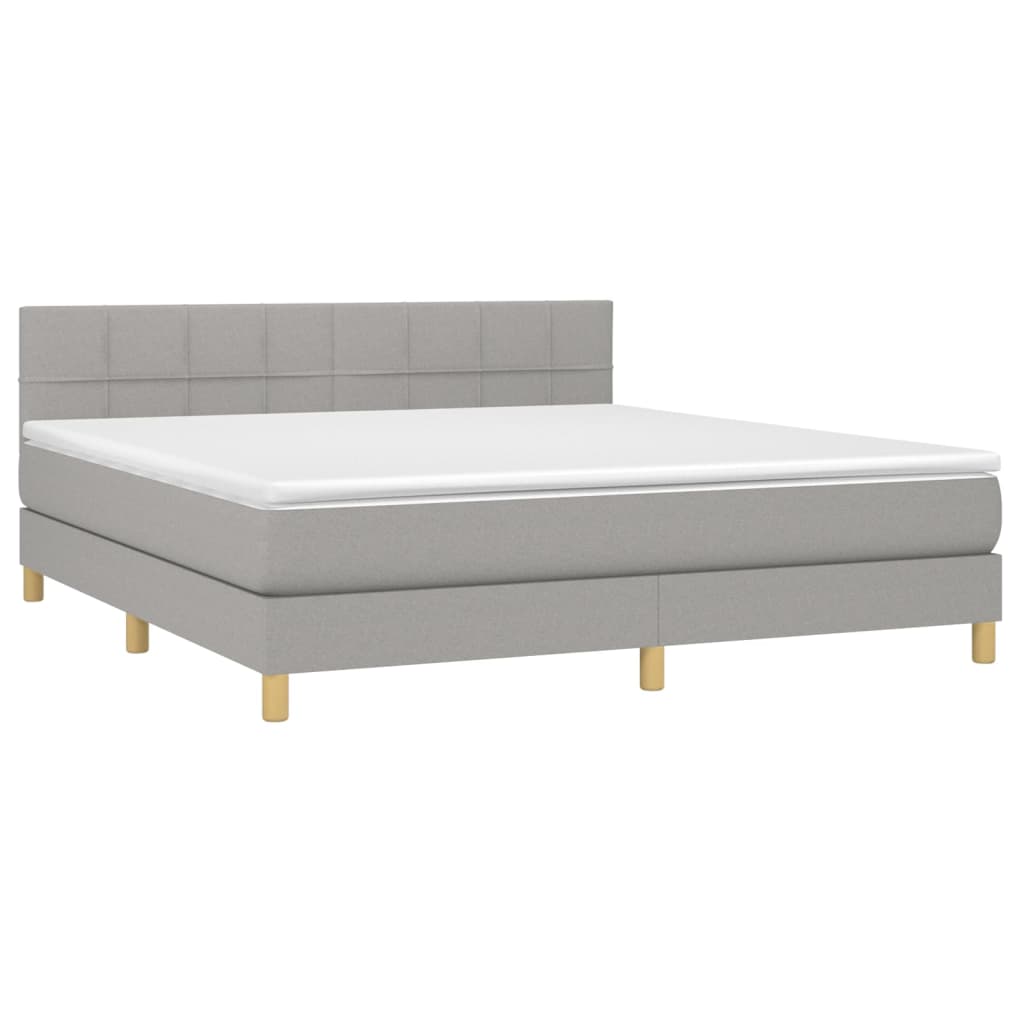 vidaXL Κρεβάτι Boxspring με Στρώμα & LED Αν.Γκρι 160x200 εκ Υφασμάτινο