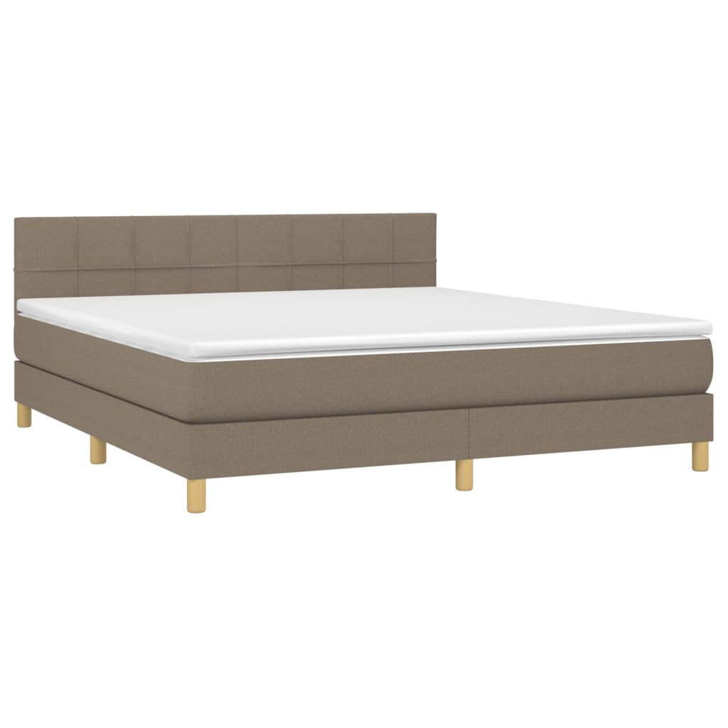vidaXL Κρεβάτι Boxspring με Στρώμα & LED Taupe 180x200 εκ. Υφασμάτινο