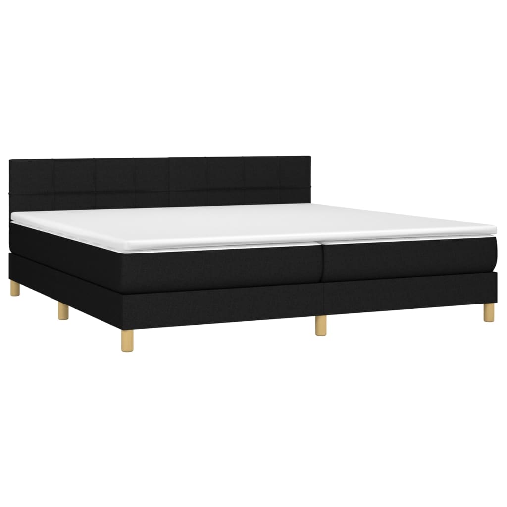 vidaXL Κρεβάτι Boxspring με Στρώμα & LED Μαύρο 200x200 εκ. Υφασμάτινο