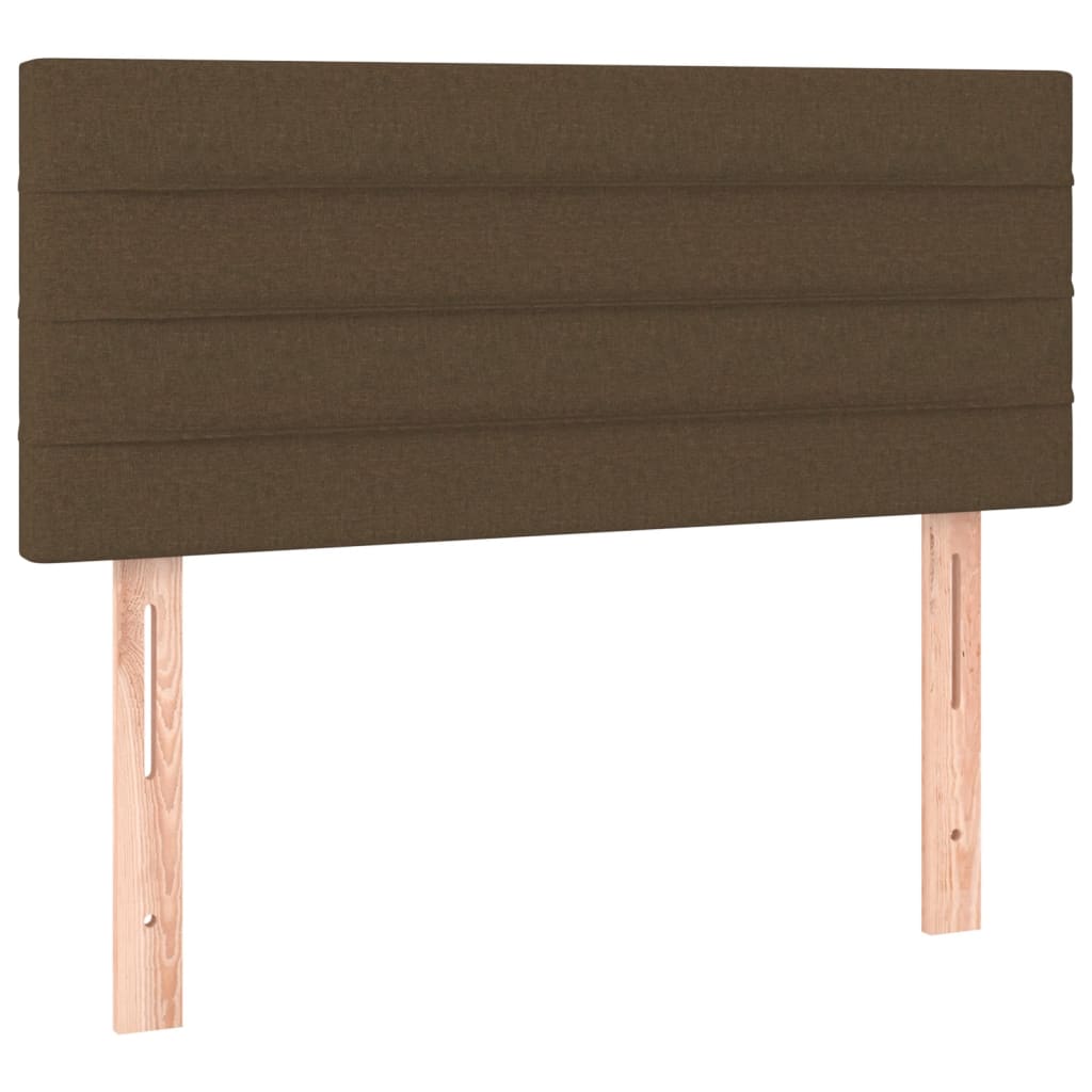 vidaXL Κρεβάτι Boxspring με Στρώμα & LED Σκ.Καφέ 90x190 εκ. Υφασμάτινο