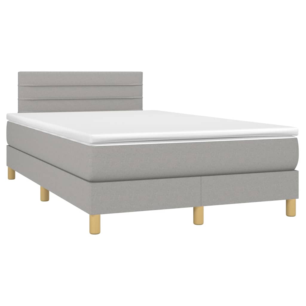 vidaXL Κρεβάτι Boxspring με Στρώμα & LED Αν.Γκρι 120x200 εκ Υφασμάτινο