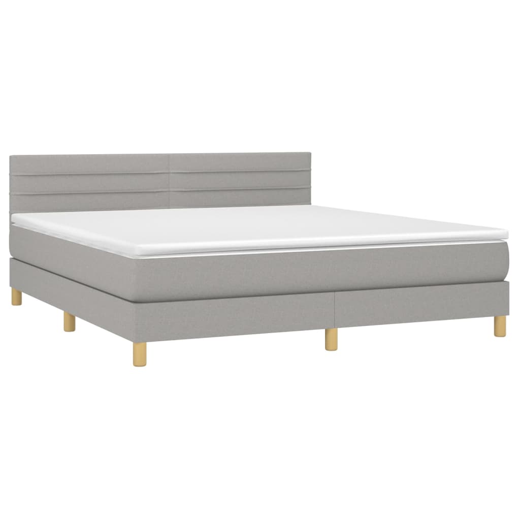 vidaXL Κρεβάτι Boxspring με Στρώμα & LED Αν.Γκρι 160x200 εκ Υφασμάτινο