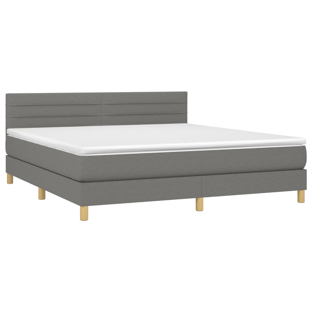 vidaXL Κρεβάτι Boxspring με Στρώμα & LED Σκ.Γκρι 160x200 εκ Υφασμάτινο