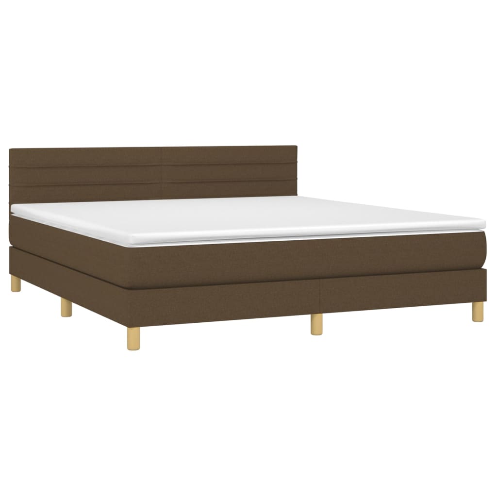 vidaXL Κρεβάτι Boxspring με Στρώμα & LED Σκ.Καφέ 160x200 εκ Υφασμάτινο