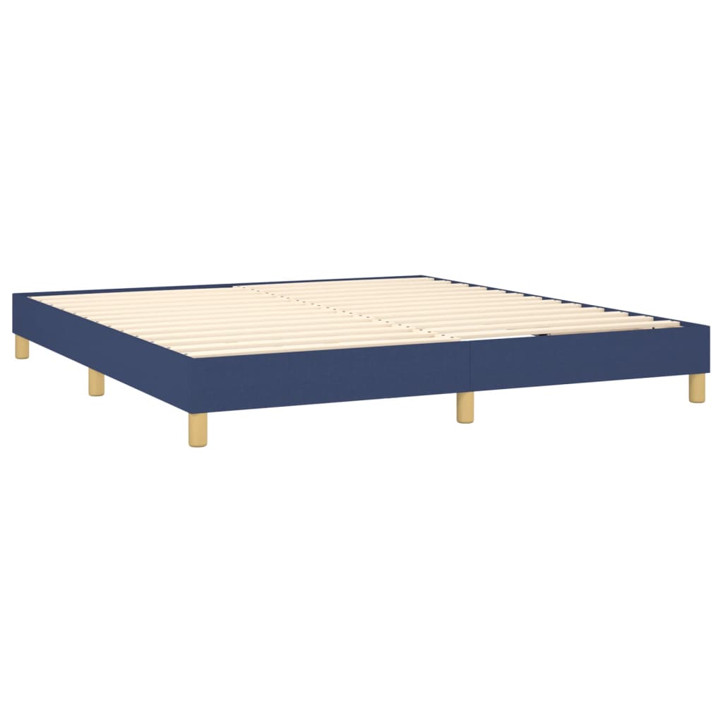 vidaXL Κρεβάτι Boxspring με Στρώμα & LED Μπλε 160x200 εκ. Υφασμάτινο