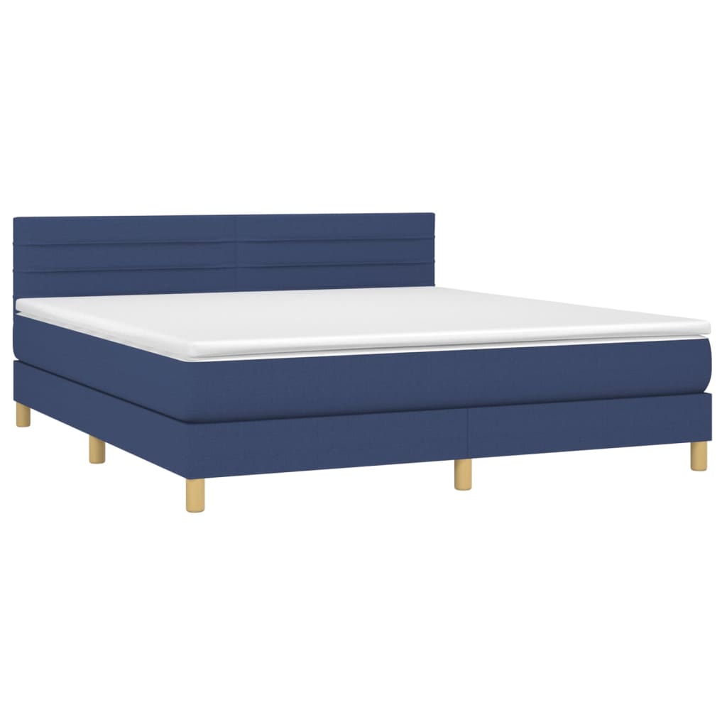 vidaXL Κρεβάτι Boxspring με Στρώμα & LED Μπλε 180x200 εκ. Υφασμάτινο