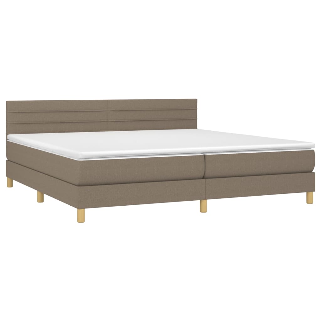 vidaXL Κρεβάτι Boxspring με Στρώμα & LED Taupe 200x200 εκ. Υφασμάτινο
