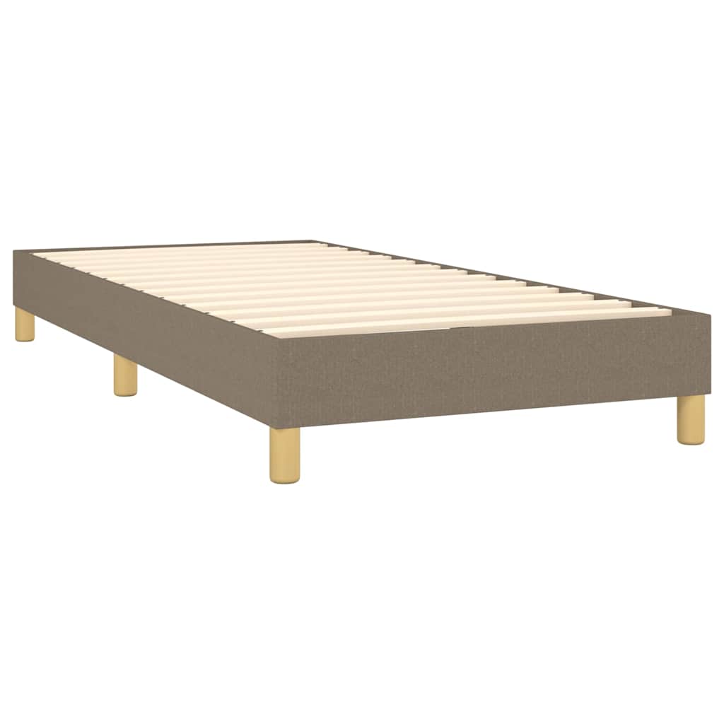 vidaXL Κρεβάτι Boxspring με Στρώμα & LED Taupe 90x200 εκ. Υφασμάτινο