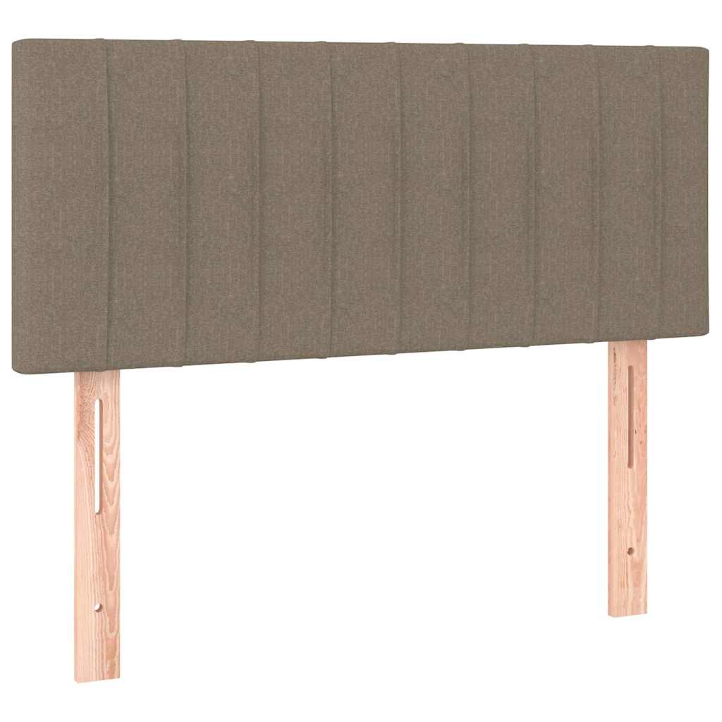 vidaXL Κρεβάτι Boxspring με Στρώμα & LED Taupe 90x200 εκ. Υφασμάτινο