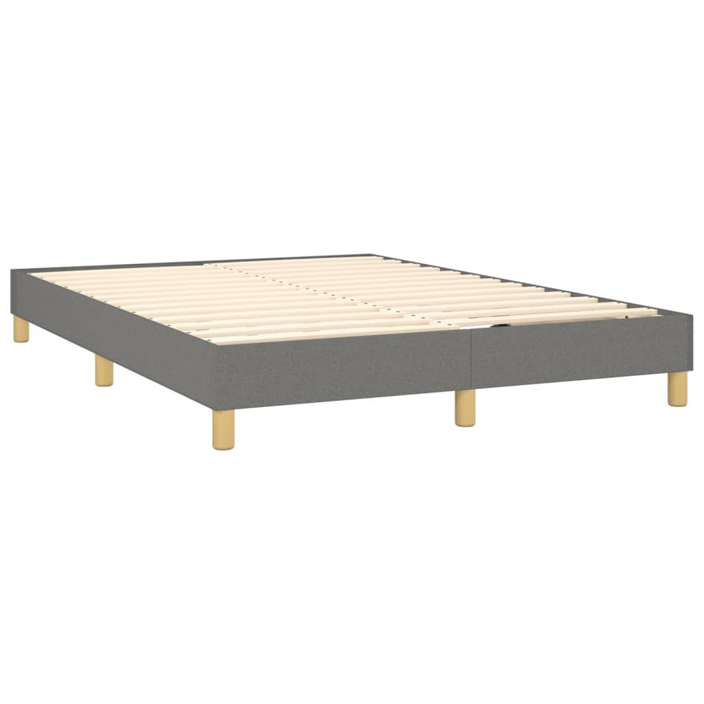 vidaXL Κρεβάτι Boxspring με Στρώμα & LED Σκ.Γκρι 140x190 εκ Υφασμάτινο