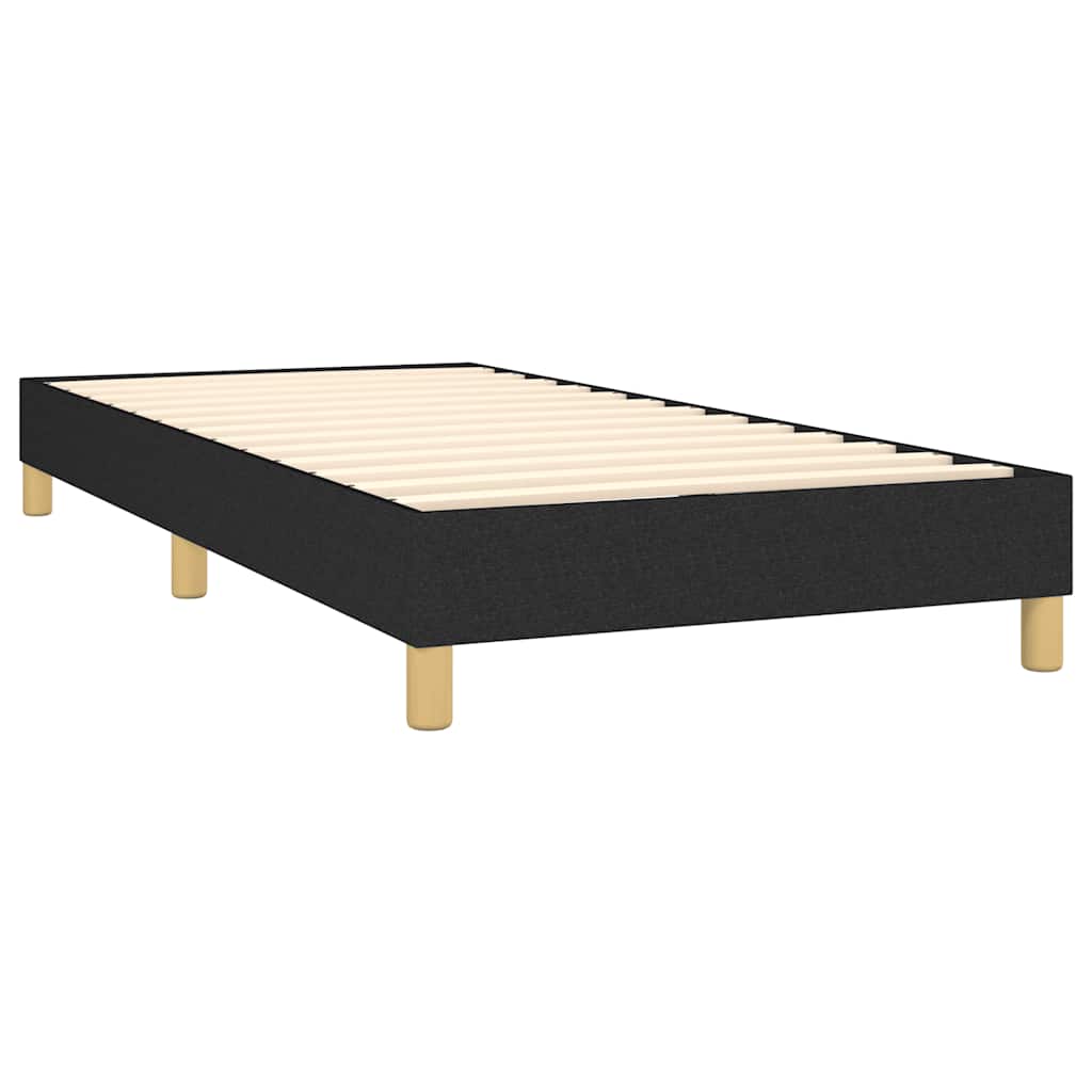vidaXL Κρεβάτι Boxspring με Στρώμα & LED Μαύρο 100x200 εκ. Υφασμάτινο