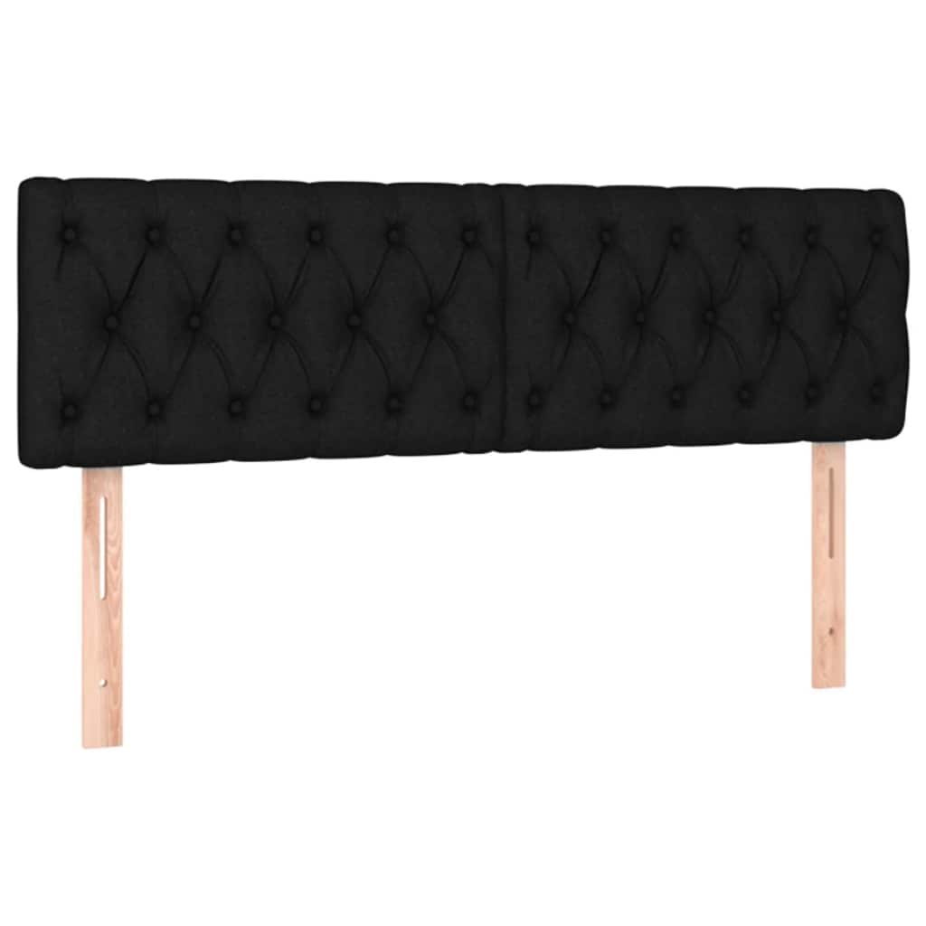 vidaXL Κρεβάτι Boxspring με Στρώμα & LED Μαύρο 140x200 εκ. Υφασμάτινο