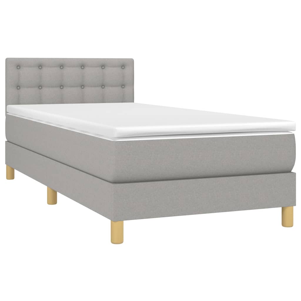 vidaXL Κρεβάτι Boxspring με Στρώμα & LED Αν.Γκρι 80x200 εκ. Υφασμάτινο