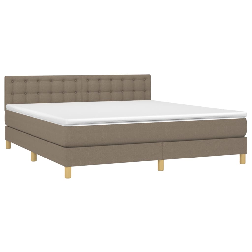 vidaXL Κρεβάτι Boxspring με Στρώμα & LED Taupe 160x200 εκ. Υφασμάτινο