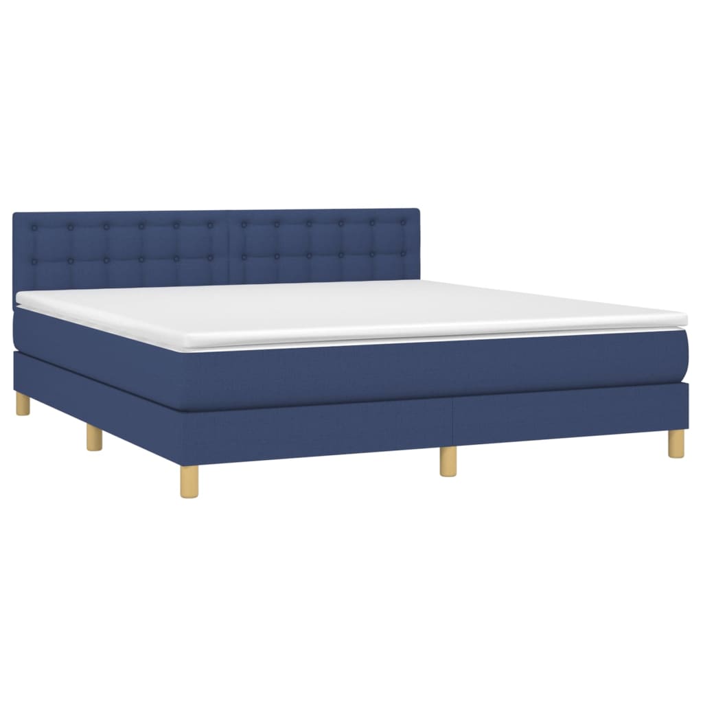 vidaXL Κρεβάτι Boxspring με Στρώμα & LED Μπλε 180x200 εκ. Υφασμάτινο