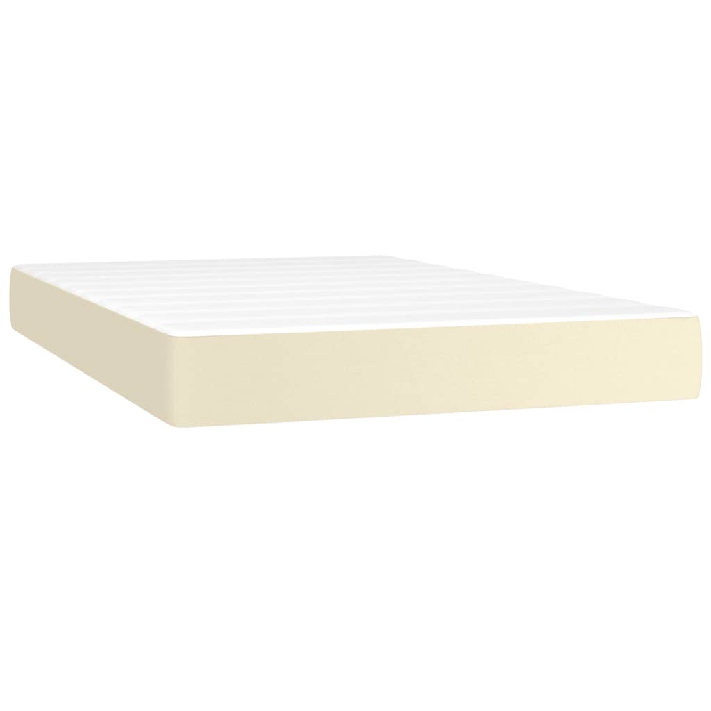 vidaXL Κρεβάτι Boxspring με Στρώμα & LED Κρεμ 120x200 εκ. Συνθ. Δέρμα