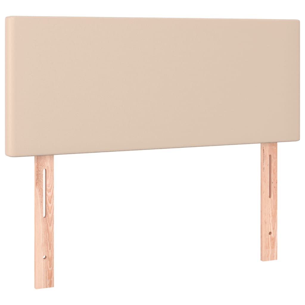 vidaXL Κρεβάτι Boxspring Στρώμα&LED Καπουτσίνο 120x200 εκ. Συνθ. Δέρμα
