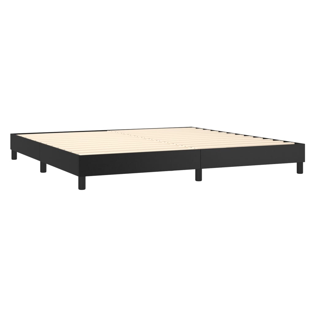 vidaXL Κρεβάτι Boxspring με Στρώμα & LED Μαύρο 200x200 εκ. Συνθ. Δέρμα