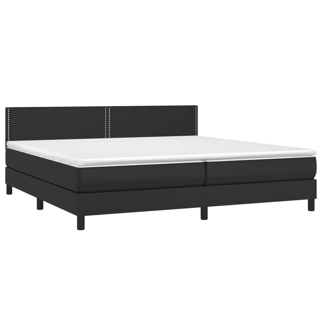 vidaXL Κρεβάτι Boxspring με Στρώμα & LED Μαύρο 200x200 εκ. Συνθ. Δέρμα